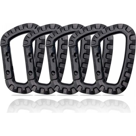 10er-Pack Karabiner, Kunststoffkarabiner, taktische Karabiner, Militärkarabiner, hochwertige Hartplastikkarabiner, robust, multifunktional, D-Form