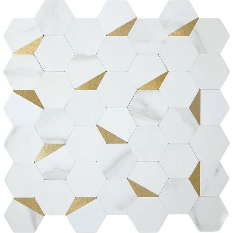 Set di 2 adesivi da parete mina 31x30 cm, esagoni bianchi - Atmosphera créateur d'intérieur (1/3)