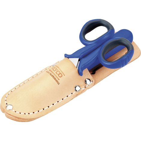 KIT DE TIJERAS Y CUCHILLO PARA ELECTRICISTA EN FUNDA DE CUERO ALYCO (1/5)