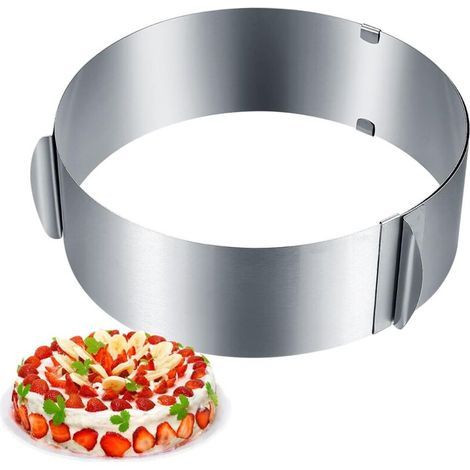 Cercle à Gâteau Réglable 612 Pouces, Cercle a Patisserie, Anneaux à Gâteau Extensible Acier Inoxydable, Moule Cadre pour Mousse Tartes Dessert Pâtisserie Décorer des Gâteaux (1/3)