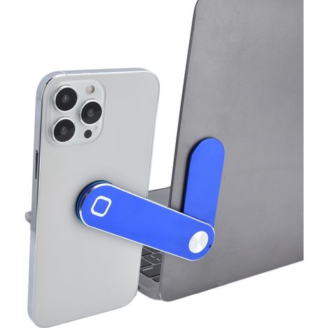 Soporte magnético con clip para smartphone/portátil fabricado en aluminio – Azul portátil/de oficina (1/5)