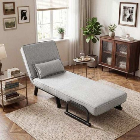 Fauteuil convertible 3 en 1, canapé-lit 1 place avec dossier réglable, lit d'appoint adulte (1/5)