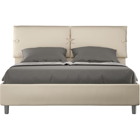 Lit double 160 × 190 avec coffre rangement moderne tête de lit coussins rembourrés Sleeper Couleur: Beige (1/5)