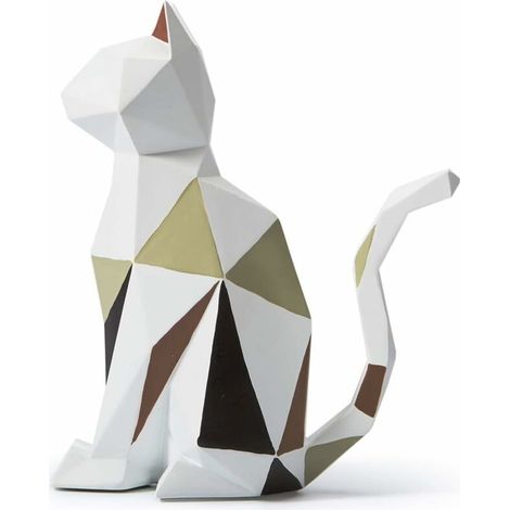 Statue Figurine Cat Sculpture Animal Decor Geometric Modern Cat Art for Christmas Birthday Gift Home Resin (1/5)