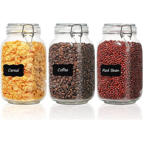 Bocaux en verre hermétiques 1,5 L, lot de 3, fermeture à crochet (1/5)