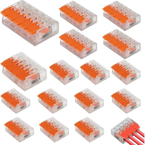 15 Pièces Connecteur Électriques Rapide, Bornes de Connexion Electrique, Compacts Rapide Cosses, Connecteurs de Fil, Raccord Électrique, 10Pcs 4 Entrées, 5 Pcs 5 Entrées, pour 414, 415