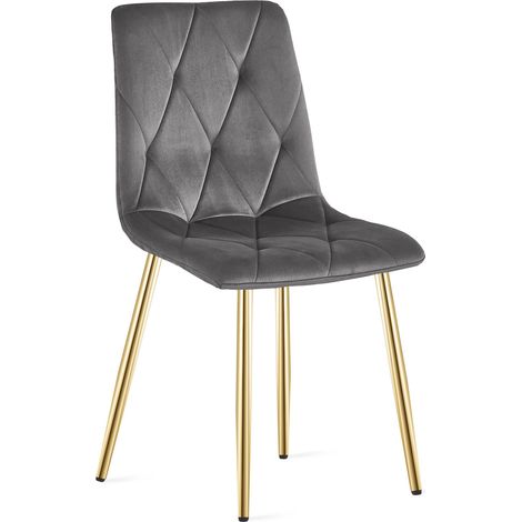 Silla Libra - terciopelo gris oscuro / patas doradas x 1 (1/5)