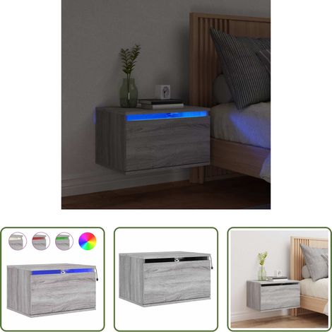 LED-Leuchten - Wand-Nachttisch mit LED-Leuchten Grau Sonoma (1/5)