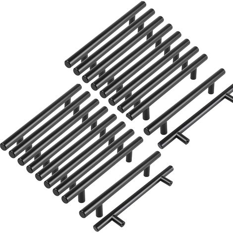 20pcs Poignee Meuble noir Poignée de Meuble Cuisine noir T Poignées Placard Tiroir Noir Entraxe 128 mm (1/5)