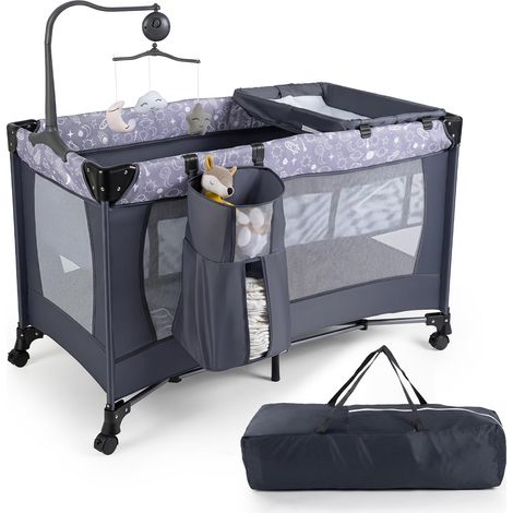 COSTWAY 3 en 1 Lit Parapluie Bébé Pliable avec Matelas et Table à Langer (1/5)