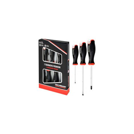 Set di 7 cacciaviti a testa piatta 3x75 / 4x100 / 5,5x125 / Ph1x80 / Ph2x100 / Pz1x80 / Pz2x100