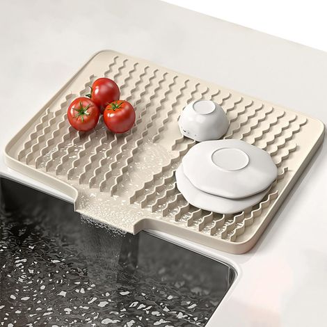 Tapis Égouttoir Vaisselle,40cm x 33cm Tapis de drainage en silicone,Tapis evier cuisine, Résistant à la Chaleur et Antidérapant,pour les plans de travail et les éviers de cuisine (1/5)