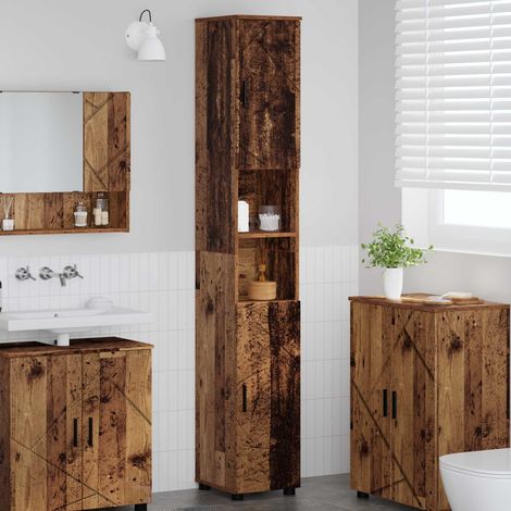 Teenpull – Badezimmerschrank Altholz 30 x 35 x 192 cm (1/5)