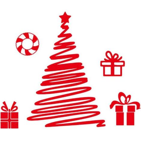 Autocollant Mural de Noël en Pvc Rouge, Décoration Murale Amovible Facile à Retirer sans Résidu pour Chambre et Salon (1/5)