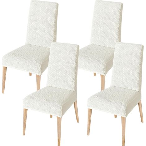 Fundas para sillas de comedor, juego de 4, elásticas, color crema.