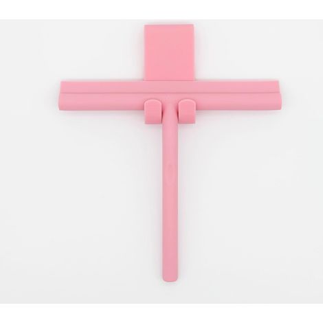 Raclette de douche en silicone - Design sans traces pour cabines de douche et surfaces lisses - Avec support (rose) (1/5)