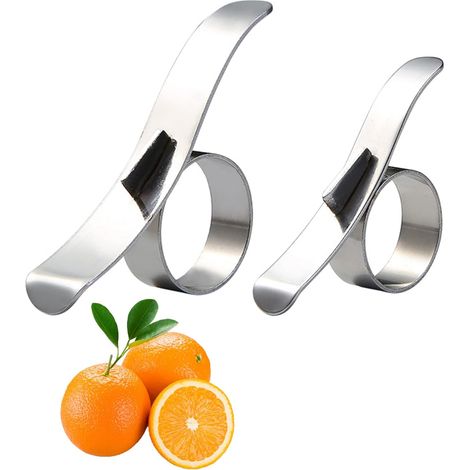 Pelador de naranjas, pelador de cítricos de acero inoxidable, pelador y rebanador de naranjas simple, utensilios de cocina, juego de 2 piezas (tamaños grande y pequeño)