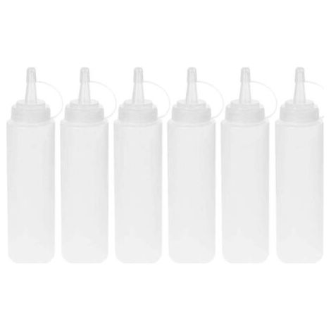 Ensemble de 6 flacons à condiments en plastique avec couvercles, capacité de 500 ml (1/5)