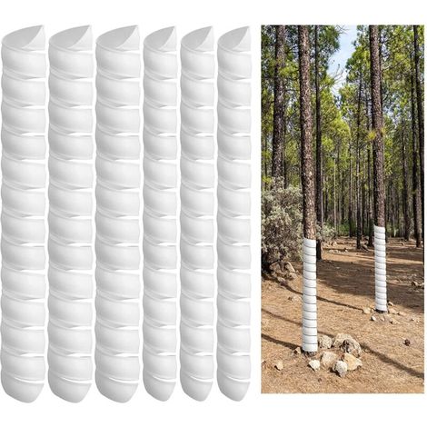 Lot de 6 protège-troncs d'arbre en spirale en plastique 2 tailles pour protéger les jeunes arbres des plantes contre les rongeurs (1/5)