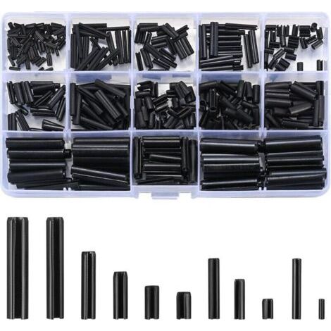 390Pièces Assortiment de Goupilles élastiques, Goupilles élastiques de Sûreté en Acier au Manganèse - M1.5/M2/M2.5/M3/M4/M5/M6,de DEBUNS