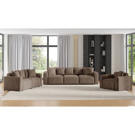 Sofaset Designersofas MEGAN 3-2-1 in Stoff Poso Cappuccino (1/5)