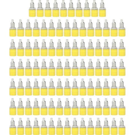 100 Pièces Douilles Banane M6 4mm Haute Conductivité Fabrication de Qualité Accessoires Électriques Jaunes (1/5)