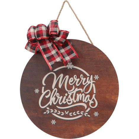 Weihnachtlicher Türschmuck aus Holz mit Fliege, rund, 300 mm (1/5)