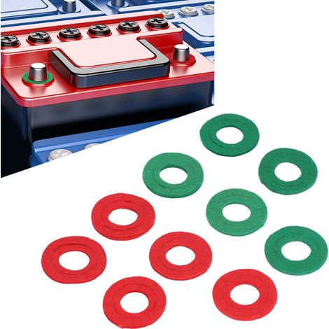 10 Pièces Joints Fibre Protège-Bornes Batterie, Anti-Fuite pour Bornes en Plomb Rouge et Vert (1/5)