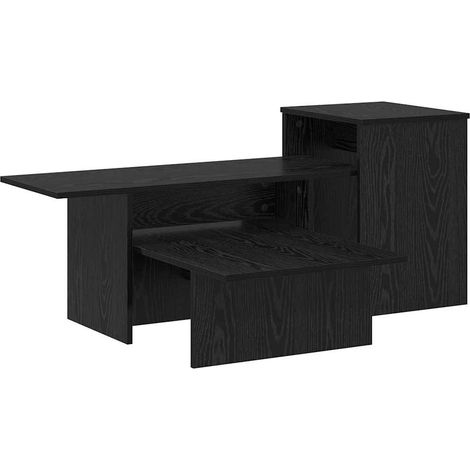 Table console，Table d'appoint，Bout de canapé，Meuble d'entrée Chêne noir 91,5 x 35 x 38,5 cm Bois d'ingénierie