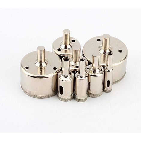 Jeu de 8 trépans diamantés 10-50mm pour carrelage, céramique et marbre, foret à couronne perforatrice (1/5)