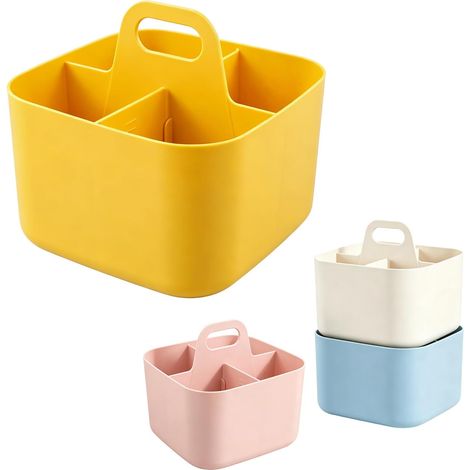 Panier de rangement avec poignée pour une organisation efficace pour la maison et le bureau (jaune) (1/5)