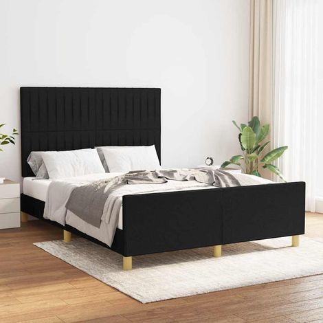 Cadre de lit sans matelas noir 140x190 cm tissu (1/5)