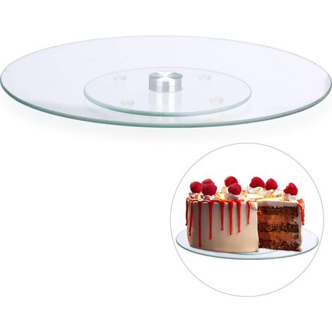 Plateau tournant 360° gâteaux Assiette présentation Verre pâtisserie 30 cm Servir décorer, Transparent (1/5)