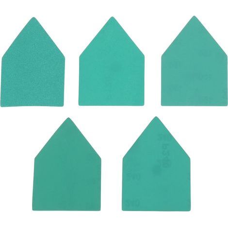Packung mit 50 grünen, fünfeckigen Schleifblättern, 8,9 cm (92 x 65 mm), Körnung 80/120/150/180/240, kompatibel mit Milwaukee M12 Schleifmaschinen (1/5)