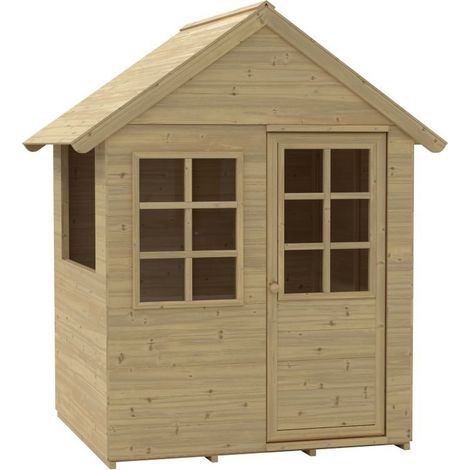 Tp Toys – Cabane de jardin pour enfant en bois FSC® – Dimensions 91,5 x 98,5 x H.140 cm – Fenêtre et porte en plexiglas – Poids supporté 50 kg (1/4)