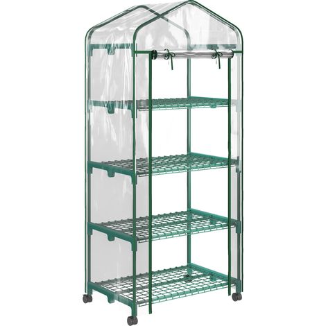 Transparentes Aluminium-Gewächshaus, Mini-Gewächshaus, Frühbeetkasten, 4 Ablagen, 69 x 50 x 165 cm