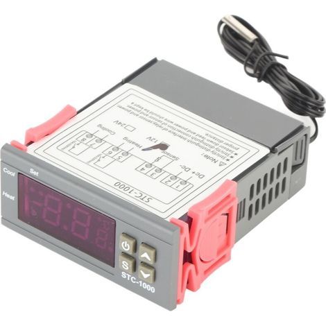 Thermostat de refroidissement et de chauffage du contrôleur de température numérique avec capteur NTC STC-100012V (1/5)