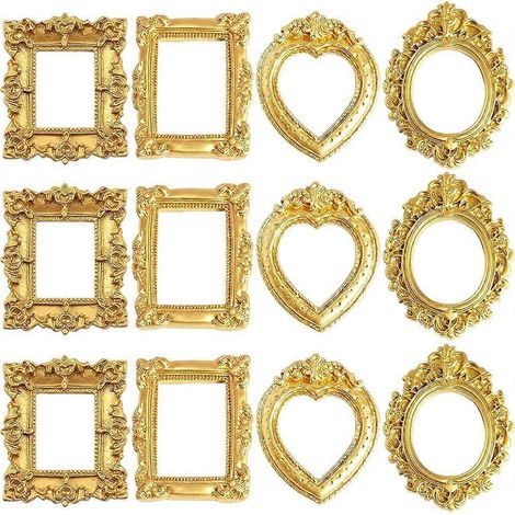 Lot de 12 cadres photo miniatures, mini cadres photo, cadres vintage parfaits pour la présentation de bijoux DIY et la décoration de fêtes. (1/5)