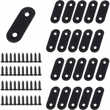 Équerres plates en acier inoxydable haute résistance – 20 pièces (40 × 16 × 2 mm) – Fixations droites pour assemblage robuste (1/4)