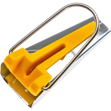 vhbw strumento per nastri a sbieco da 12 mm per cucito, patchwork - Bias tape maker, acciaio inox / plastica, argentato / giallo
