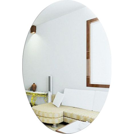 Adhésif Miroir Oval 3D / Acrylique Argenté / 17×27cm / Décoration Murale Maison (1/5)
