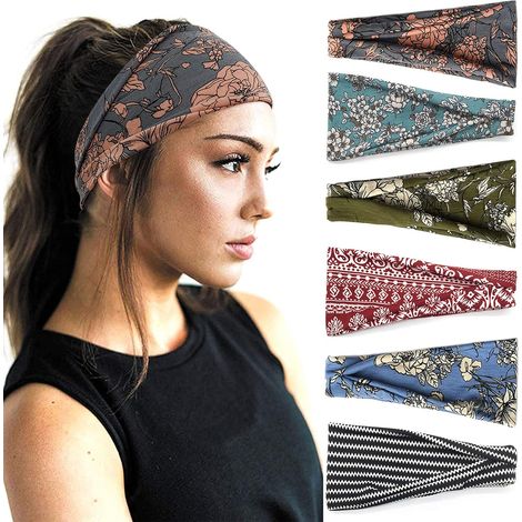 Fasce per capelli larghe e alla moda, fasce sportive per yoga, accessori per capelli, confezione da 6 (1/4)