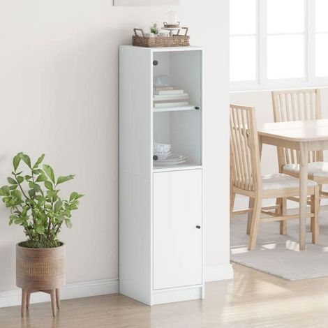 836441 Buffet avec porte en verre blanc 35x37x142 cm (1/5)