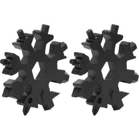 2 tournevis multifonctions 18 en 1 en forme de flocon de neige, clé portable, outils d'extérieur (noir) (1/5)