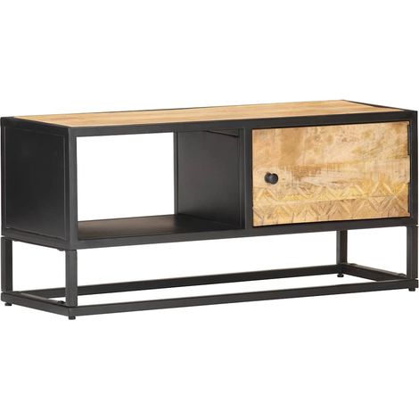 Mobile Porta TV con Anta Intagliata 90x30x40 cm in Mango Grezzo vidaXL (1/5)