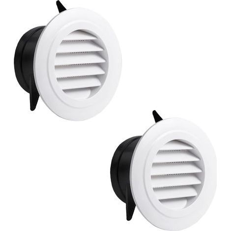 Lot de 2 grilles d'aération, grilles d'évacuation ABS, grilles de ventilation rondes avec moustiquaire, couvercle de ventilation avec moustiquaire, interface Ø 95 mm, pour système de (1/5)