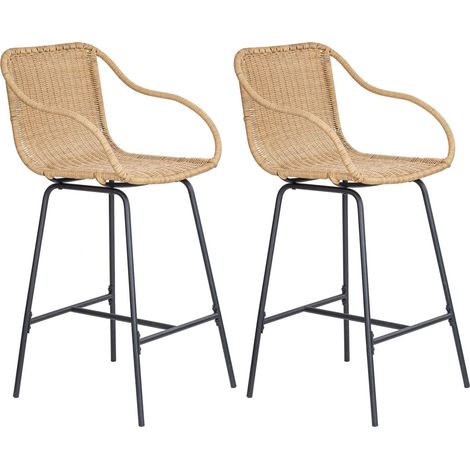Bar- und Inselstühle aus Metall mit Rattansitz 65cm MOOREA