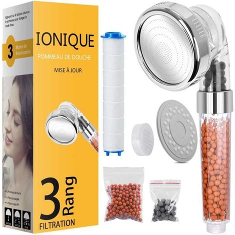 Pommeau de Douche - ZGEER - Anti Calcaire - Économiseur d\'Eau - Filtration 3 Niveaux - Chromé-Ywey (1/5)