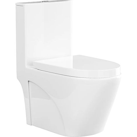 WC da appoggio Drenaggio orizzontale in Ceramica Bianco brillante - NAGILAM (1/5)