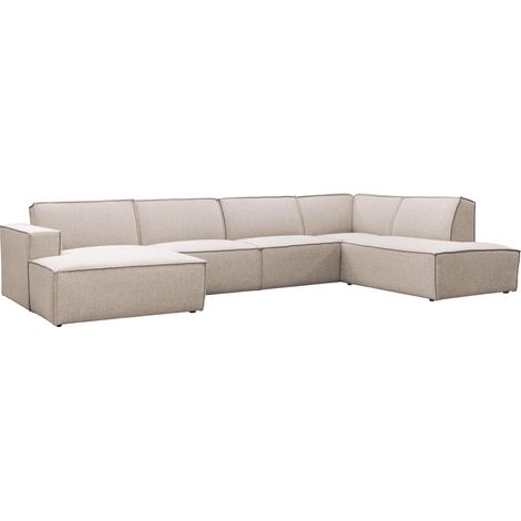 ELIA XL - Canapé panoramique en tissu beige - Angle gauche